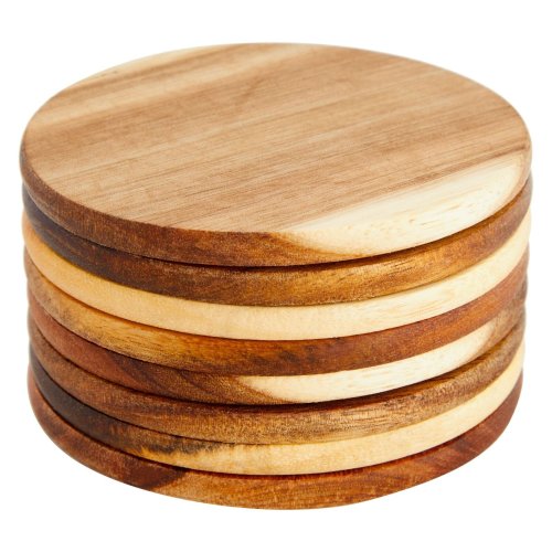 Rustic Charm Drink Coasters - Set of 8 Dark Brown Wooden Coasters for Tabletop Protection