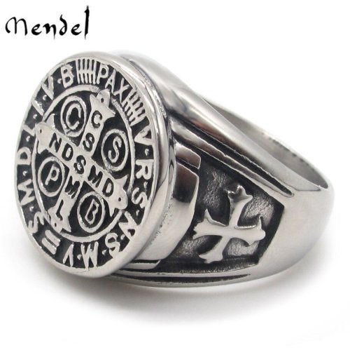 Sanctified Steel Ring - Men's Cross and Exorcism Medal