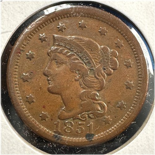 Circulated 1851 Braided Hair Large Cent