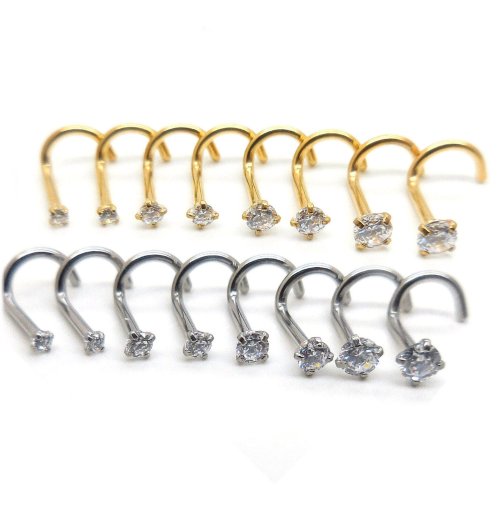 Golden Clear Spark Nose Studs