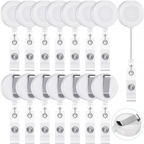 White Badge Reel Bulk Pack with Belt Clip