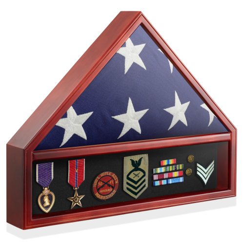 Mahogany Burial Flag and Medal Display Case