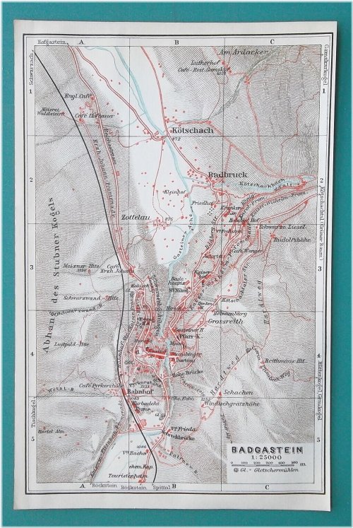 1929 Badgastein Austria Baedeker Map