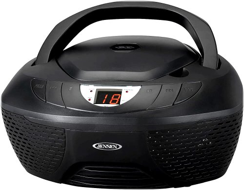 Jensen LED Boombox with AM/FM Radio and CD Player - Black (CD-475)