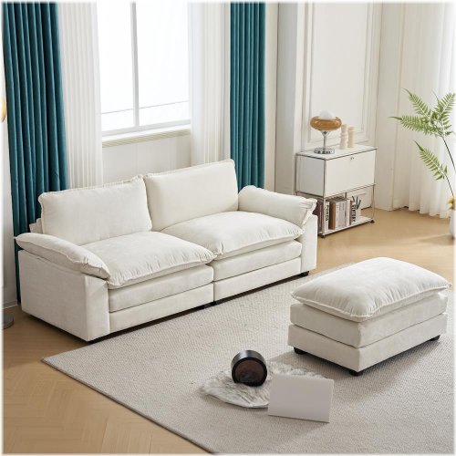 Convertible Loveseat Sectional Sofa with Ottoman