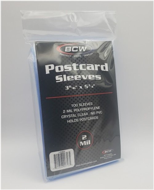 Archival Postcard Protection Set - 100 Sleeves, No PVC, 2 Mil Thickness