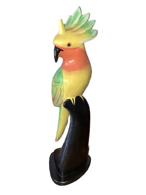 Tropical Wood Carved Cockatoo Sculpture