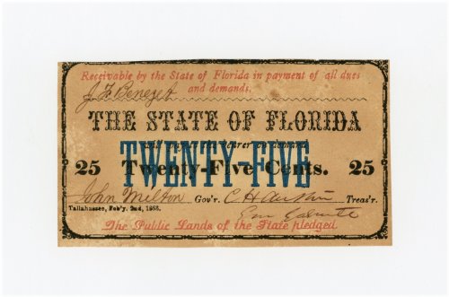 Florida Civil War Era 25 Cent Note