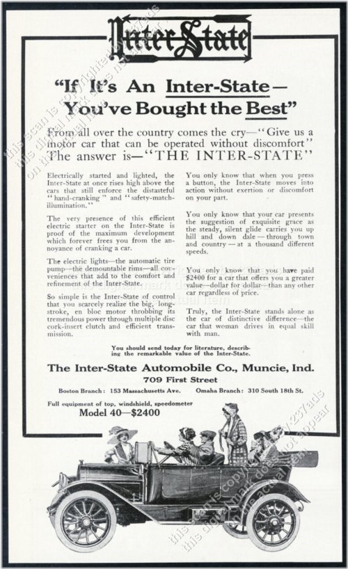 Vintage Inter-State Automobile Ad from Muncie, Indiana
