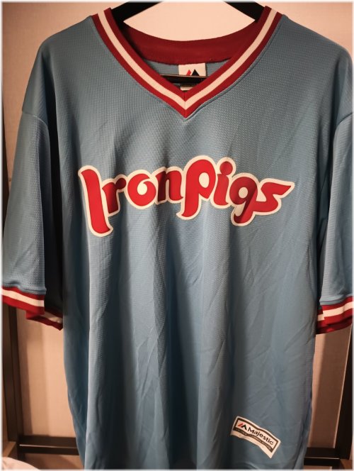 Iron Pigs Majestic Cool Base Jersey by Lehigh Valley L - Brand New