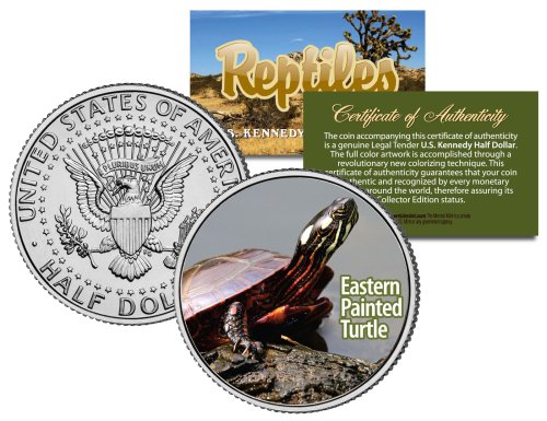 JFK Half Dollar US Colorized Coin featuring Eastern Painted Turtle