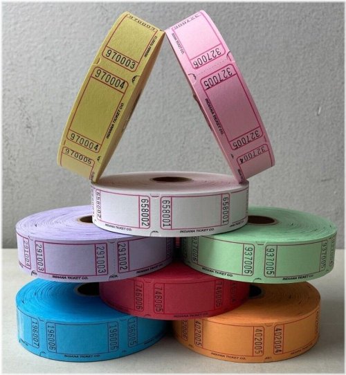 Colorful Raffle Tickets - Roll of 1000 for Fun Fairs, Carnivals, and Fundraisers