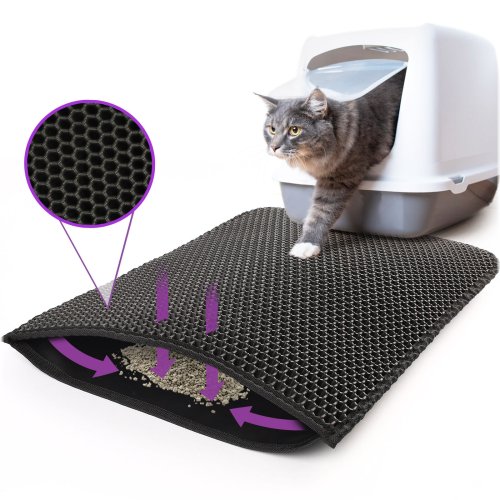 Honeycomb Kitty Litter Mat with Double Layer Design - Waterproof and Spacious