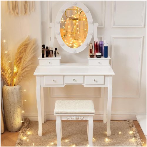 Illuminated Dressing Table with Drawers