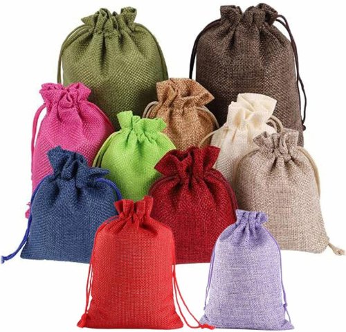 Burlap Drawstring Favor Pouches