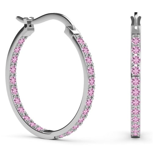 Pink Zirconia Hoop Earrings