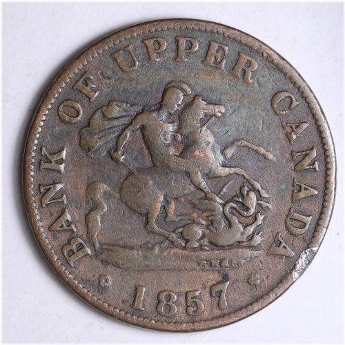 Upper Canada Bank Token 1857 Half Penny