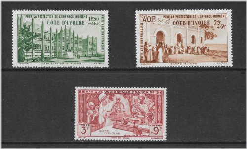 Ivory Coast Air Post Semi-Postal Stamp Set 1942
