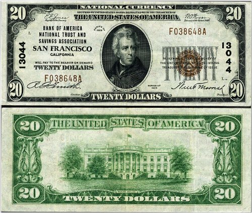 Golden Gate City $20 1929 National Bank Note