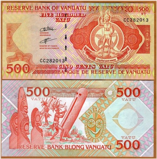 Vanuatu 500 Vatu Banknote - UNC Condition with CC-Prefix (2010)