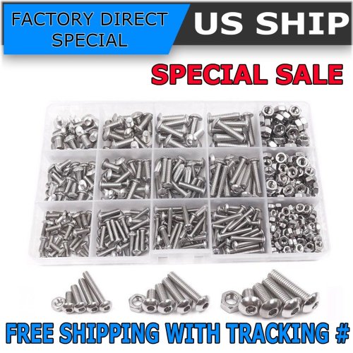 Stainless Steel Hex Cap Bolt & Nut Set - 500 Pieces