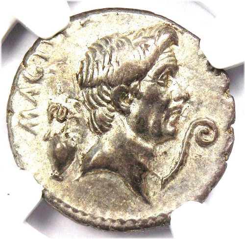 Pompey Magnus AR Denarius Coin 42 BC - Certified NGC Choice VF