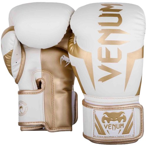 Elite Skintex Leather Boxing Gloves - White/Gold