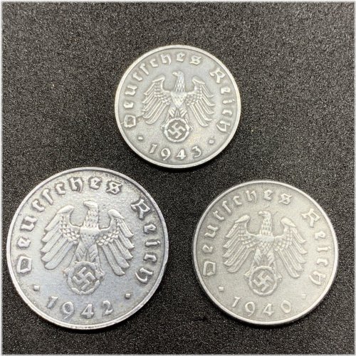 World War II German Zinc Reichspfennig Coin Set