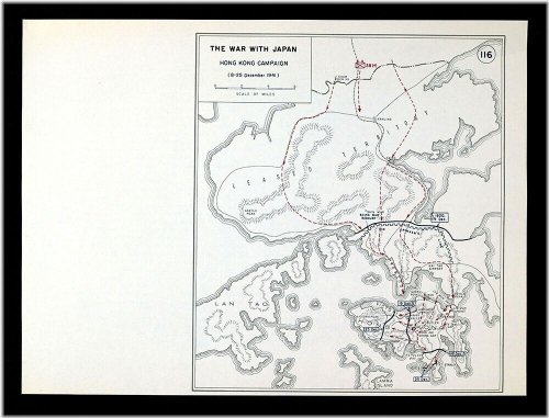 Battle of Hong Kong Gin Drinker's Line 1941 Map