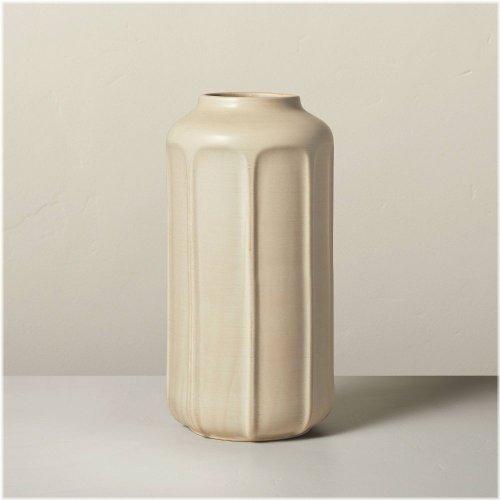 Taupe Faceted Ceramic Vase