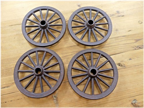 Rustic Miniature Cast Iron Wagon Wheel Set