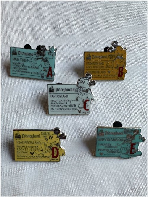 Magical Memory Mementos - Set of 5 Disneyland Ticket Pins