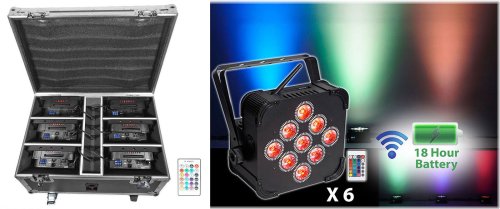 Blackout Wireless Rechargeable DJ Lights Set with Charging Case