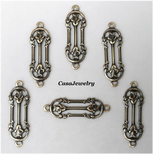 Gold Filigree Double Ring Connector Set