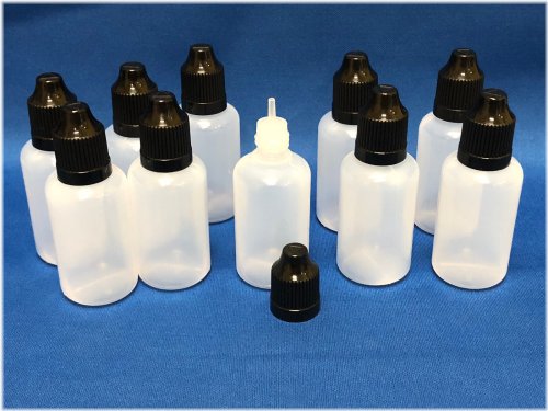 DropletEase 1oz LDPE Eye Dropper Bottles with Black Caps (Pack of 10)