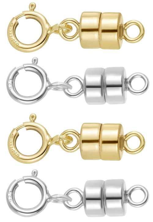 Magnetic Clasp Converter with Spring Ring in Gold and Silver