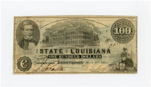 Louisiana Civil War Era $100 Note
