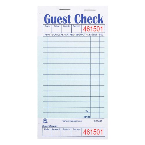 CheckMate 50 - 10 Pack Guest Receipt Book with Invoice Stub