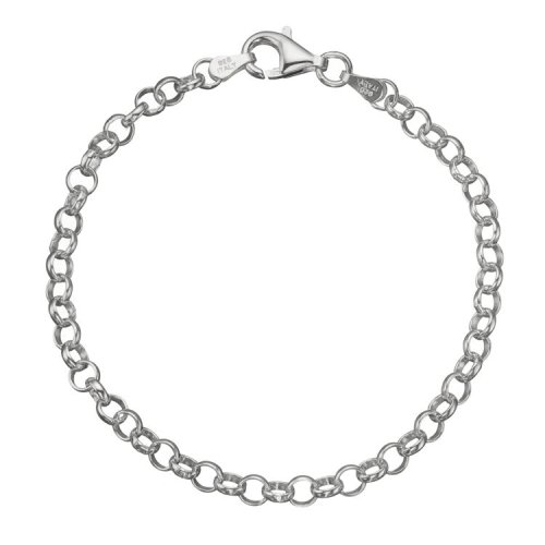 Round Rolo Cable Link Anklet in Solid Sterling Silver