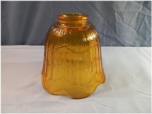 Amber Glass Ceiling Lamp Shade with Drape & Ribbed Design