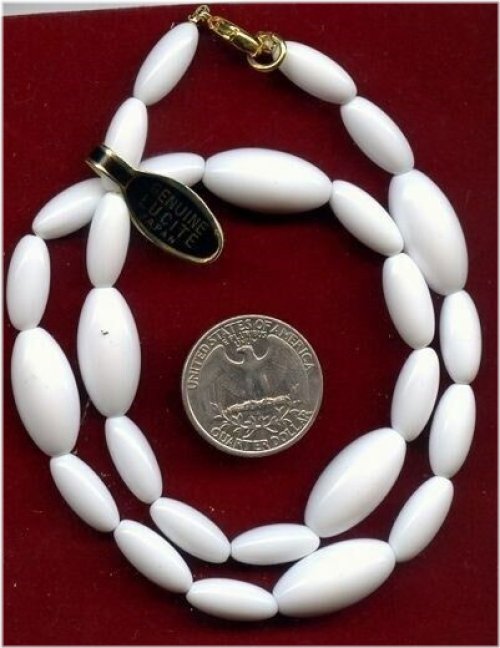 Japanese Lucite Beaded Oval Tube Necklace
