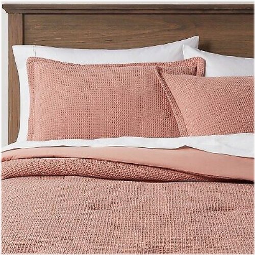 Blush Waffle Weave Comforter Set