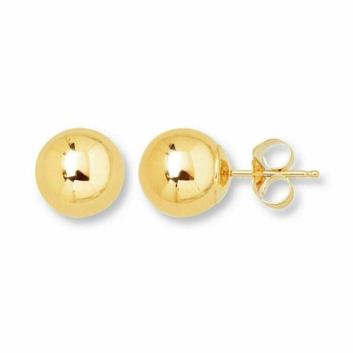 Golden Sphere Earrings with Genuine 14K Backs