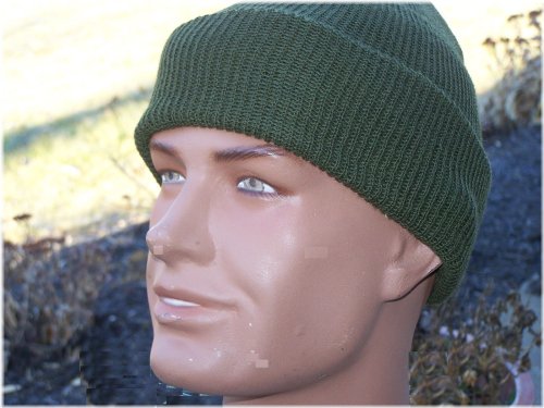 Green Knit Military Watch Cap with P38 Opener