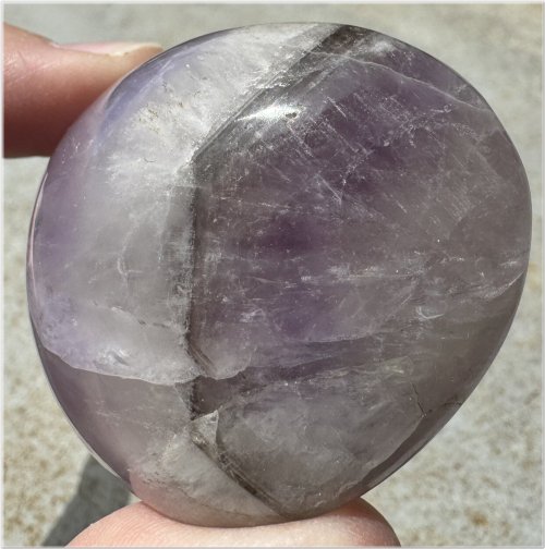 Mystic Chevron Amethyst Palm Stone with Smoky Phantoms