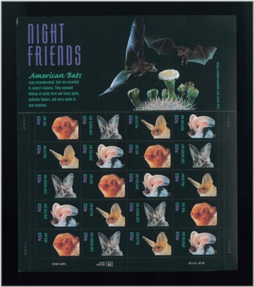 American Bats Postage Stamp Sheet