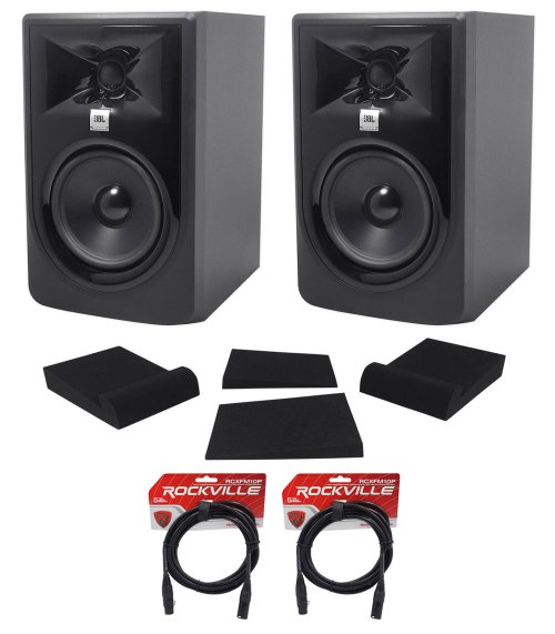 Complete Studio Recording Monitor Set with JBL 305P MkII Speakers, Pads, and XLR Cables