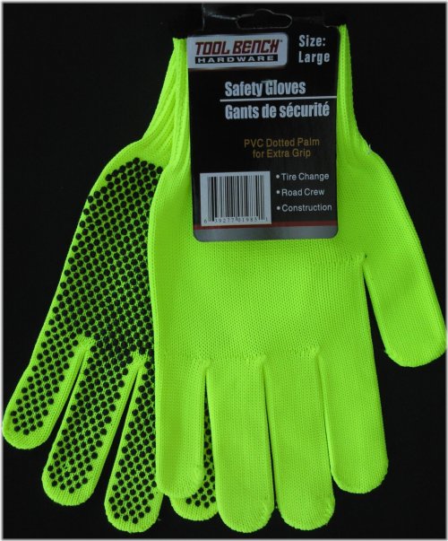 Neon Yellow Safety Gloves with Firm Grip and Non-Slip Dots