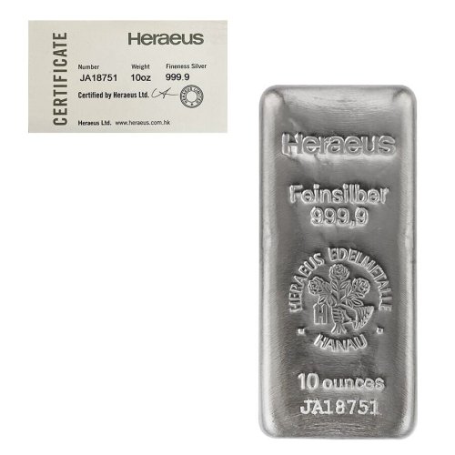 Pure Excellence 10 oz Silver Bar by Heraeus