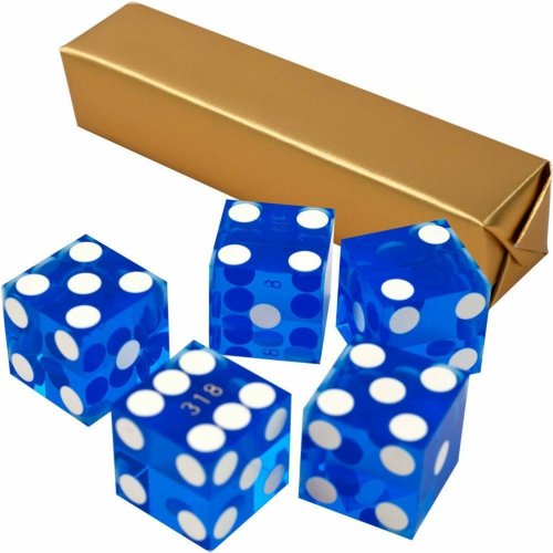 Blue Ribbon Precision Dice Set for Casino Gaming and Yahtzee